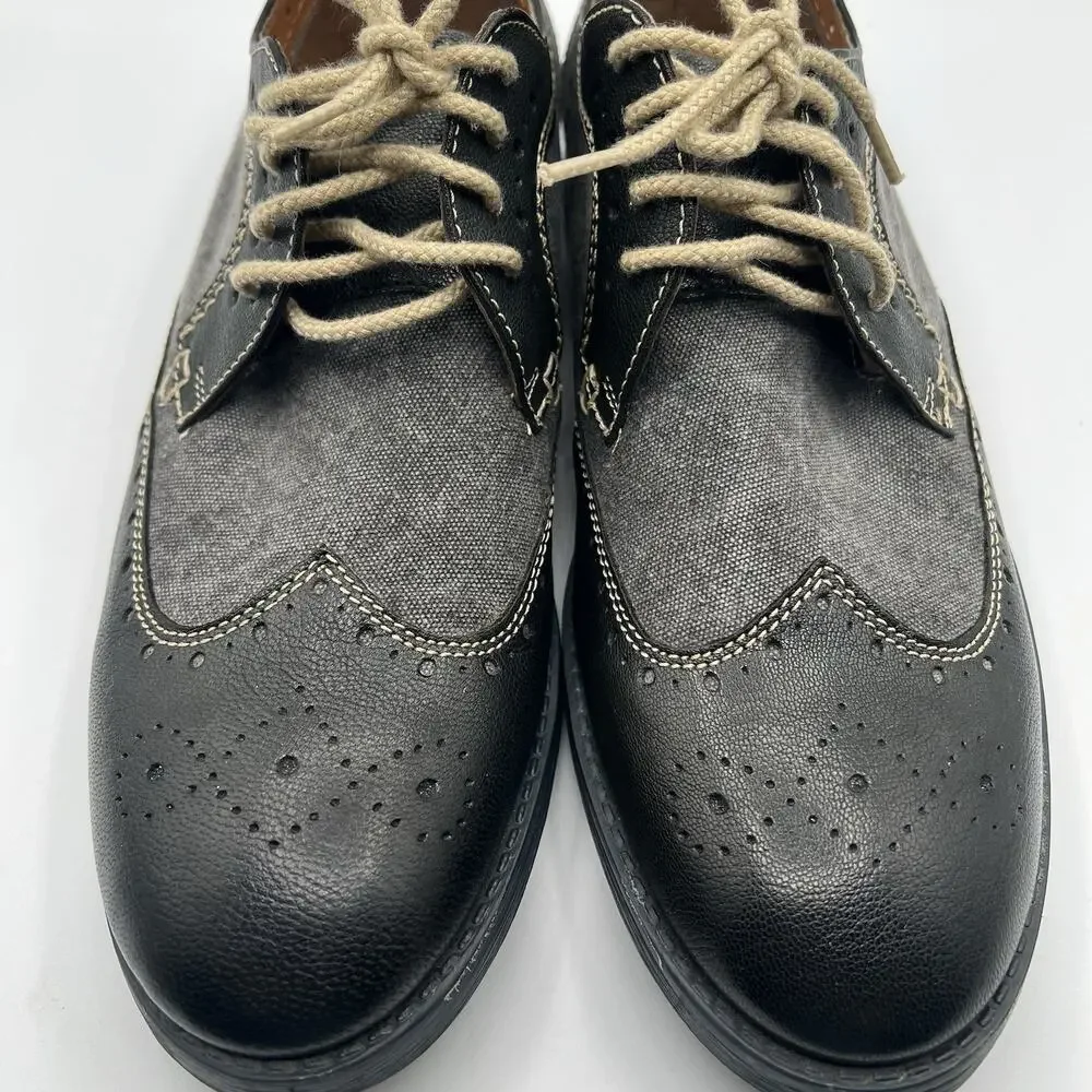 Clarks Delsin Wing Mens Wingtip Brogue Oxford Shoes Size 9.5 Black Leather Gray